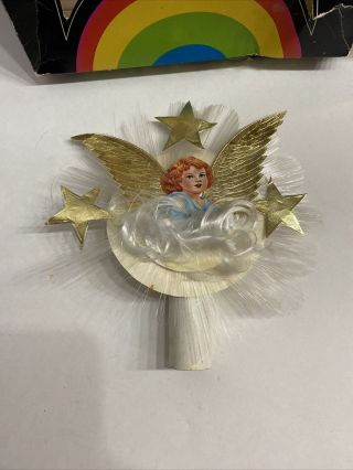 Vintage National Tinsel Co Manitowoc Wis.  Spun Glass Angel Christmas Tree Top
