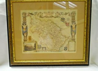 Framed Vintage Old County Map Of Yorkshire West Riding Print