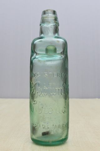Vintage C1890s Bown Stroud Glos Steam Mineral Water Bulb Neck Codd Bottle