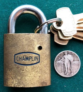Vintage Best Company Logo Padlock Champlin Oil,  3 Operable Keys
