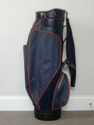 Vintage Macgregor Faux - Denim Blue Vinyl Golf Club Cart Bag
