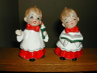 2 Vtg Josef Originals Ceramic Choir Boys Christmas Figurines