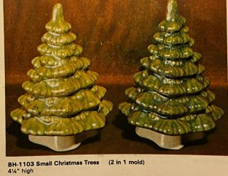 Vintage Byron Ceramic Mold 1103 Small Christmas Trees