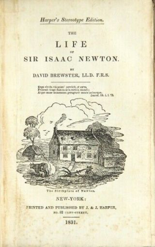 David Brewster / The Life Of Sir Isaac Newton 1831 Science