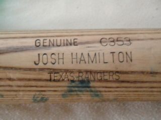 Josh Hamilton Texas Rangers Signed Game Cracked Baseball Bat Mlb