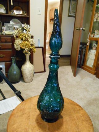 Wonderful Vintage,  Cobalt Blue,  Genie Bottle Decanter With Stopper 16 "