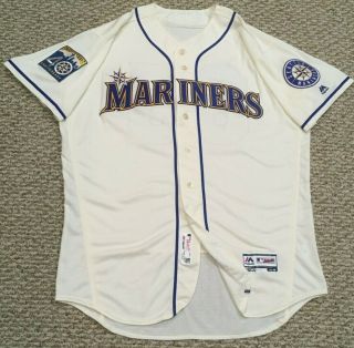 PAXTON size 48 65 2017 Seattle Mariners Home Cream game jersey 40th MLB 2