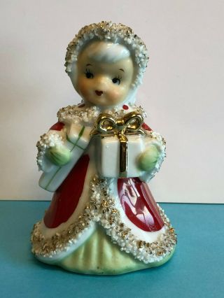 Vintage 1950’s Lefton Christmas Angel Bell Holding Two Presents