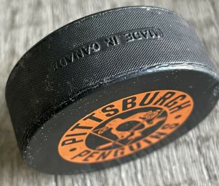 Vintage Pittsburgh Penguins CCM / Converse Game Puck 1970’s Donut Style 4