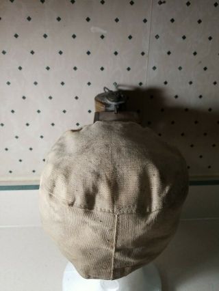 Vintage COAL MINERS HAT Cloth Canvas with Carbide Lamp 3
