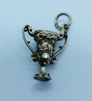Solid Silver Charm Vintage Ornate “ Trophy / Cup”