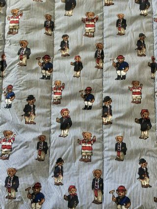 Ralph Lauren Twin Comforter & Fitted Sheet Polo Bear Bed Stripe Vintage Set