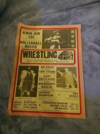 Vintage Wrestling Promotional Poster 1982 Haystacks/ Big Daddy