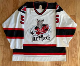 1996 - 97 Ahl Albany River Rats Game Worn Mark Strobel Jersey - Devils