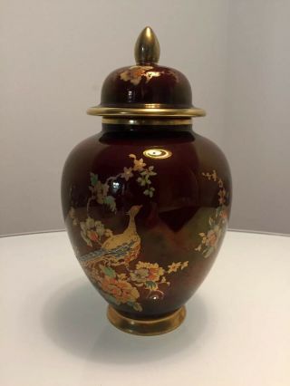 Stunning Vintage Carlton Ware Pheasant Bird Lidded Vase