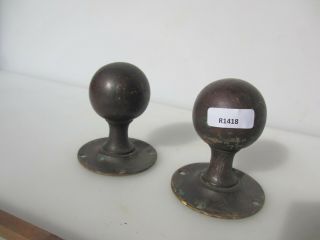 Antique Brass Door Knobs Handles Plates Vintage Old Bronze Victorian Round