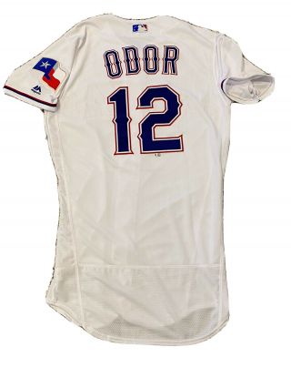 Mlb Authenticated - Rougned Odor Home White Jersey Issued By Texas Rangers