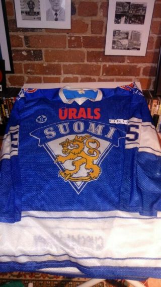 Game Worn Finland Hockey Jersey Late 80s Early 90s