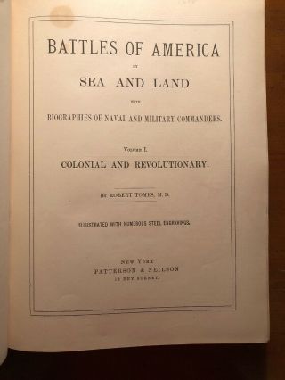 Scarce 1878 Battles Of America By Sea & Land 3 Volume Set; Revolutionary War 5