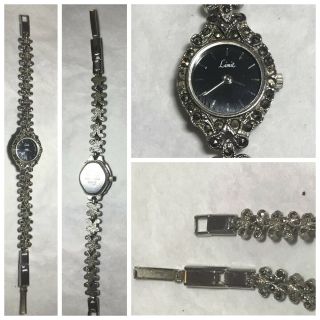 Limit Marcasite Ladies Cocktail Watch Vintage All Stones Present Fully