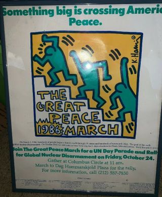 Keith Haring - Poster: The Great Peace March 1986 Framed Pacifism - Nuclear Arms