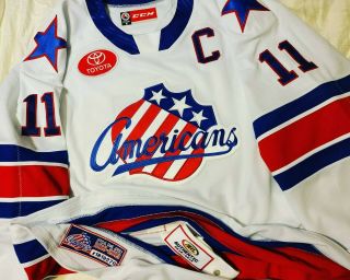 Kevin Porter 2018 - 19 Rochester Americans Captain Game Worn Ahl Authentic Jersey