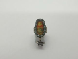 Vintage Pilgrim Crystals Russian Doll Ring Adustable