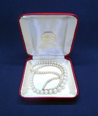 Ciro Vintage Pearl Necklace With 9ct Gold Clasp,  Single Strand Graduated,  Boxed