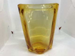 Vintage Whitefriars 1950s Amber Glass Vase By James Hogan Pattern No 9385
