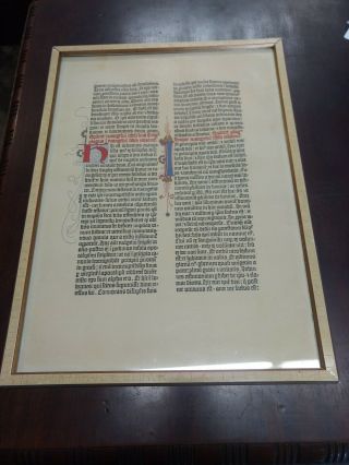 Vintage Illuminated Manuscript Page Framed 17 1/2 " X 12 1/2 "