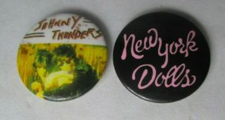 Johnny Thunders York Dolls 2 X Vintage Early 1980s Badges Pin Buttons Punk