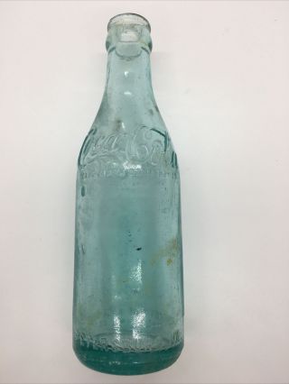Vintage Petersburg,  Va.  Aqua 7 Oz.  Straight Sided Script Coca - Cola Bottle