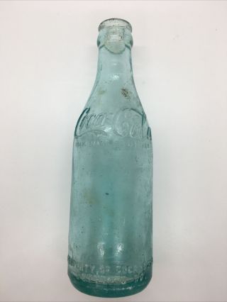 Vintage PETERSBURG,  VA.  Aqua 7 Oz.  Straight Sided Script Coca - Cola Bottle 2