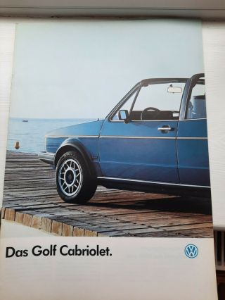 1986 Volkswagen Golf Cabriolet Vintage Car Sales Brochure Prospekt.  German Text