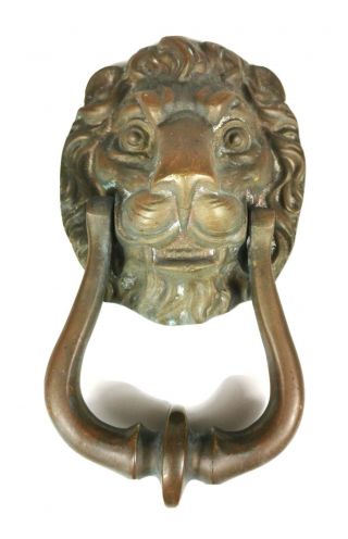 Lovely Antique Vintage Heavy Solid Cast Brass Lion Head Door Knocker