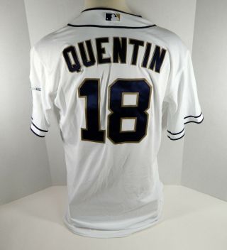 2015 San Diego Padres Carlos Quentin 18 Game Issued White Jersey
