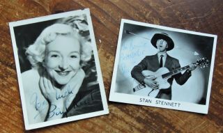 Stan Stennet &beryl Reid Vintage Signed Small Black And White Photos.
