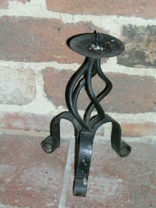 Antique Vintage Wrought Iron Candlestick Black Gothic