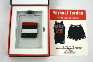 Michael Jordan Game Worn Basketball Swatch 1997 - 98 Bull 3 Color Patch