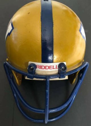 1976 Gold Riddell Kra - Lite II Pac - 3 Helmet with CFL Winnipeg Blue Bombers Decals 3