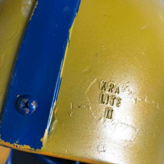 1976 Gold Riddell Kra - Lite II Pac - 3 Helmet with CFL Winnipeg Blue Bombers Decals 5