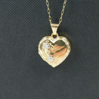 Vintage 9 Carat Gold Chain And Heart Picture Locket Pendant 18 " Length Kl/ml