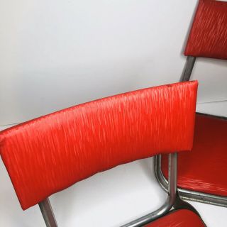 2 Vintage Stadium Chair Bleacher Metal Folding Seat Red Vinyl Ohio State (SHF) 3
