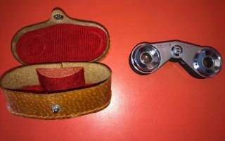 Selsi 2 1/2x Vintage Binocular Opera Glasses W/leather Case Made In Japan