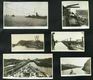 Old Naval Photographs Panama Canal Hms Hood / Delhi Etc Vintage Album Page 1920s