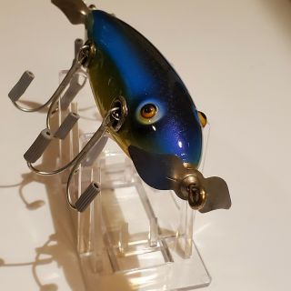Vintage Creek Chub Wood Fishing Lure In Custom Blue Rainbow Glass Eye Rp