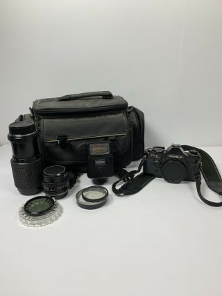 Vintage Yashica Fx - D Quartz,  With 50mm Yashica And 210mm Lens,
