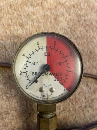 Vintage scale steam engine parts - pressure gauge system,  Dial by Broomwade 3