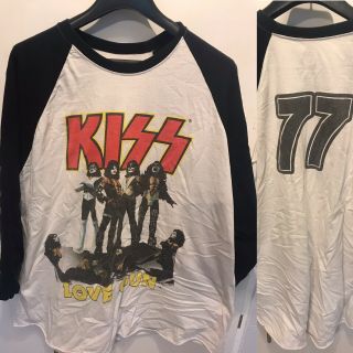Kiss Xxl T - Shirt Baseball Shirt Long Sleeve Love Gun 77 Vintage Rock Metal