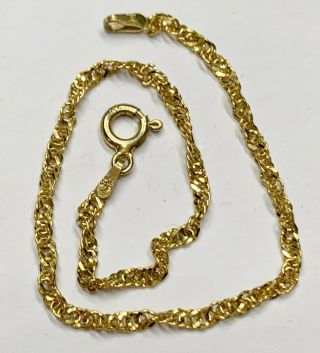 Vintage 9ct Gold On Solid Sterling Silver Rope Twist Fancy Link Ladies Bracelet